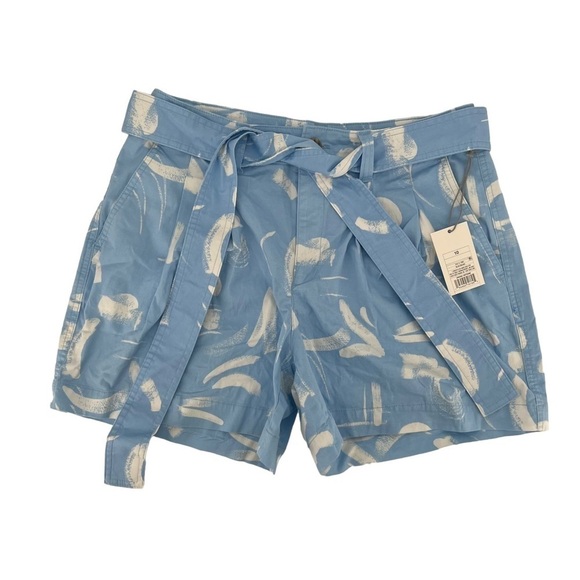 NWT a.new.day Blue White Paper Bag High Waist Stretch Shorts Size 10 Women’s - Picture 1 of 7